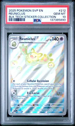 2025 POKEMON SVP PROMO BLACK BOLT TECH STICKER COLLECTION #212 REUNICLUS PSA 10 - Image 1