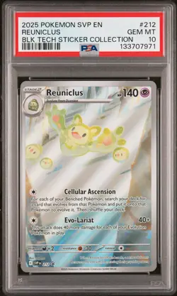 2025 POKEMON SVP PROMO BLACK BOLT TECH STICKER COLLECTION #212 REUNICLUS PSA 10 - Image 1