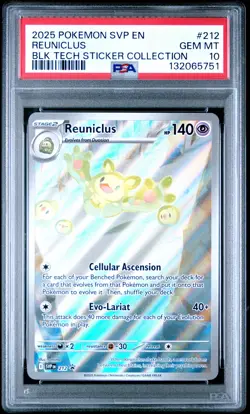 2025 POKEMON SVP PROMO BLACK BOLT TECH STICKER COLLECTION #212 REUNICLUS PSA 10 - Image 1