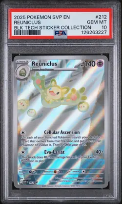 2025 POKEMON SVP PROMO BLACK BOLT TECH STICKER COLLECTION #212 REUNICLUS PSA 10 - Image 1