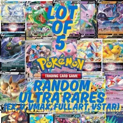 LOT OF 5 POKEMON ULTRA RARE Card Lot Random EX, V, VMAX, FULL ART, VSTAR - Image 1