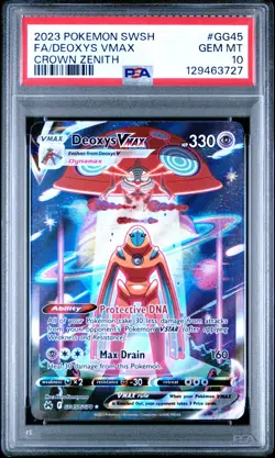 2023 POKEMON SWORD & SHIELD CROWN ZENITH #GG45 FULL ART/DEOXYS VMAX PSA 10 - Image 1