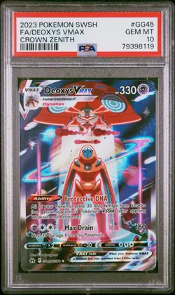 2023 POKEMON SWORD & SHIELD CROWN ZENITH #GG45 FULL ART/DEOXYS VMAX PSA 10 - Image 1