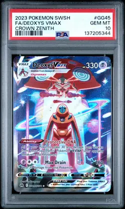 2023 POKEMON SWORD & SHIELD CROWN ZENITH #GG45 FULL ART/DEOXYS VMAX PSA 10 - Image 1