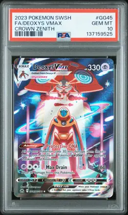 2023 POKEMON SWORD & SHIELD CROWN ZENITH #GG45 FULL ART/DEOXYS VMAX PSA 10 - Image 1