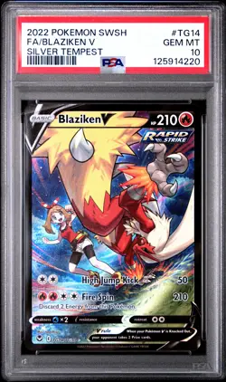 2022 POKEMON SWORD & SHIELD SILVER TEMPEST #TG14 FULL ART/BLAZIKEN V PSA 10 - Image 1