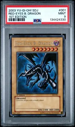2003 YU-GI-OH! STARTER DECK: JOEY 1ST EDITION #001 RED-EYES B. DRAGON PSA 9 - Image 1