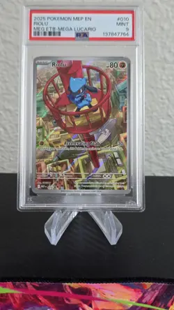 2025 POKEMON MEP EN-ME BLACK STAR PROMO 010 RIOLU MEGA EVOLUTION PSA 9 - Image 1