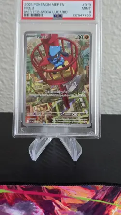 2025 POKEMON MEP EN-ME BLACK STAR PROMO 010 RIOLU MEGA EVOLUTION PSA 9 - Image 1
