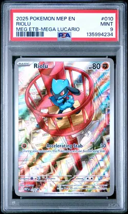 2025 POKEMON MEP EN-ME BLACK STAR PROMO #010 RIOLU PSA 9 - Image 1