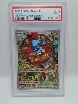 2025 POKEMON MEP EN-ME BLACK STAR PROMO #010 RIOLU PSA 9 - Image 1