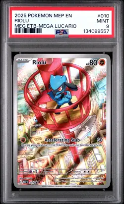 2025 POKEMON MEP EN-ME BLACK STAR PROMO #010 RIOLU PSA 9 - Image 1