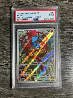 2025 POKEMON MEP EN-ME BLACK STAR PROMO #010 RIOLU PSA 9 - Image 1