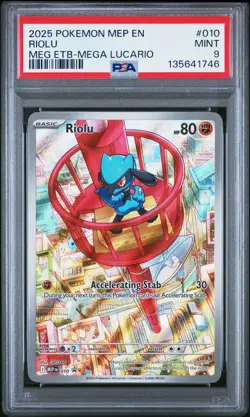 2025 POKEMON MEP EN-ME BLACK STAR PROMO #010 RIOLU PSA 9 - Image 1