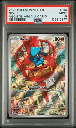 2025 POKEMON MEP EN-ME BLACK STAR PROMO #010 RIOLU PSA 9 - Image 1