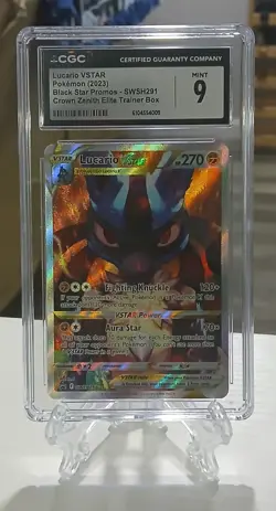 2023 Pokemon Black Star Promo Crown Zenith Lucario Vstar SWSH291 - CGC 9 MINT - Image 1