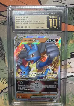Pokemon Lucario VSTAR SWSH214 Ultra Rare Black Star Promo - CGC 10 PRISTINE - Image 1