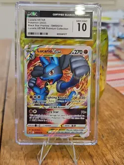 Lucario VSTAR Premium Collection POKEMON SWSH214 Black Star Promo CGC 10 English - Image 1