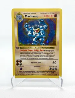 1999 POKEMON Machamp 8/102 Base Set 1st Edition Shadowless Holo - Image 1