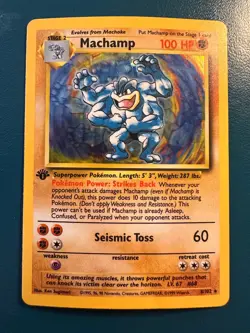 1st Edition Machamp 8/102 Base Set Holo Rare Vintage 1999 Pokemon LP/MP - Image 1