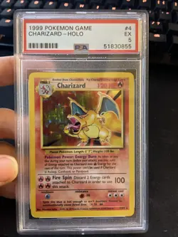 Pokemon TCG Charizard Holo Rare Card Base Set, PSA 5, 4/102 - Image 1
