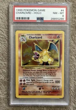 Pokemon TCG Charizard Base Set Holo Unlimited Rare Card 4/102 PSA 8 - Image 1