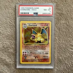 Pokemon TCG Charizard Base Set Holo Unlimited Rare Card 4/102 PSA 8 - Image 1