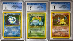 Pokemon TCG Unlimited Base Set Card CGC Charizard 5/Blastoise 8/Venusaur 6 - Image 1