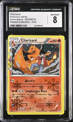 CGC 8 Charizard 2016 Generations RC5/RC32 Radiant Collection Holo Pokemon Card - Image 1