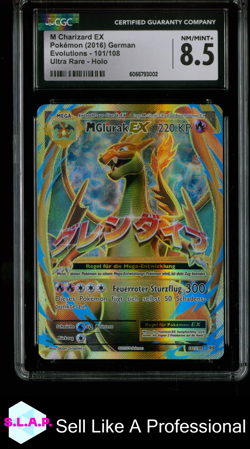 M CHARIZARD POKEMON 101 2016 EVOLUTIONS NEAR MINT GERMAN CGC 8.5 - Image 1