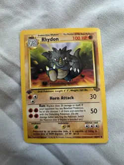 Rhydon Pokemon Card #112 Fossil Set Trading Card Game - 1st edition - Mint - Image 2