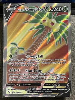 Pokemon TCG Alolan Exeggutor v Full Art Ultra Rare 071/078 English - Image 1