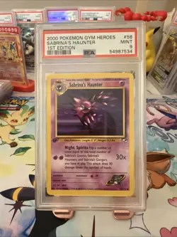 Pokemon 1st Edition Sabrina’s Haunter Gym Heroes Set 58/132 - PSA 9 Mint - Image 1