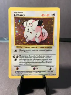 Pokemon TCG Clefairy 5/102 Base Set Shadowless Holo Rare 1999 VTG WOTC LP - Image 1