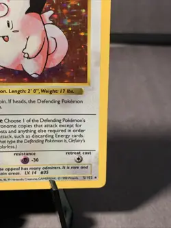 Pokemon TCG Clefairy 5/102 Base Set Shadowless Holo Rare 1999 VTG WOTC LP - Image 5