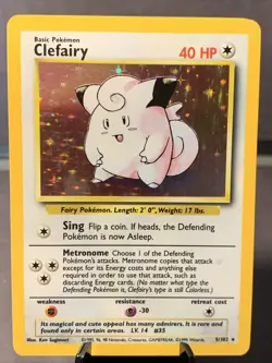 Pokemon TCG Clefairy #5/102 Base Set Unlimited Holo Rare VTG WOTC 1999 NM/LP - Image 1