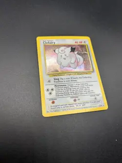 Pokemon TCG Clefairy 5/102 Base Set Unlimited Holo Rare VTG WOTC 1999 - Image 2