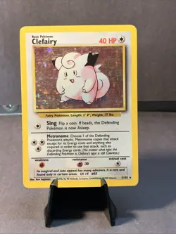 Pokemon TCG Clefairy #5/102 Base Set Unlimited Holo Rare VTG WOTC 1999 MP - Image 1