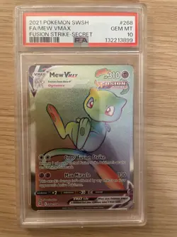 2021 POKEMON SWORD & SHIELD FUSION STRIKE SECRET #268 FULL ART/MEW VMAX PSA 10 - Image 1