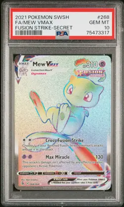 2021 POKEMON SWORD & SHIELD FUSION STRIKE FA/MEW VMAX#268 SECRET PSA 10 - Image 1
