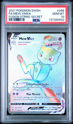 2021 POKEMON SWORD & SHIELD FUSION STRIKE SECRET #268 FULL ART/MEW VMAX PSA 10 - Image 1