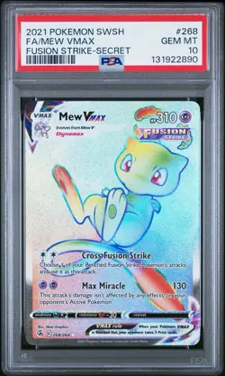 2021 Pokemon Sword & Shield Fusion Strike #268 Mew Vmax PSA 10 - Image 1