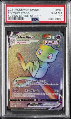 2021 POKEMON SWORD & SHIELD FUSION STRIKE SECRET #268 FULL ART/MEW VMAX PSA 10 - Image 1