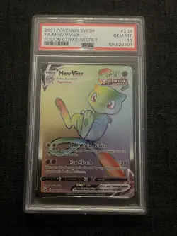 2021 Pokemon Sword & Shield Fusion Strike #268 Mew Vmax PSA 10 - Image 1