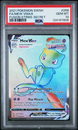 2021 POKEMON SWORD & SHIELD FUSION STRIKE SECRET #268 FULL ART/MEW VMAX PSA 10 - Image 1