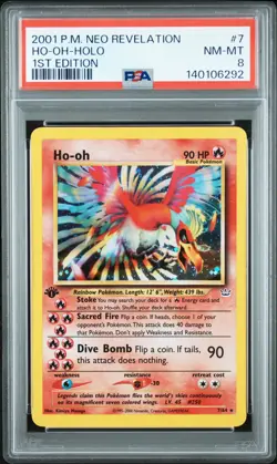 2001 POKEMON NEO REVELATION 1ST EDITION #7 HO-OH-HOLO PSA 8 - Image 1