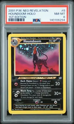 2001 POKEMON NEO REVELATION 1ST EDITION #8 HOUNDOOM-HOLO PSA 8 - Image 1