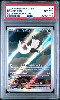2023 POKEMON SVI EN-SCARLET & VIOLET ILLUSTRATION RARE #219 BOMBIRDIER PSA 8 - Image 1