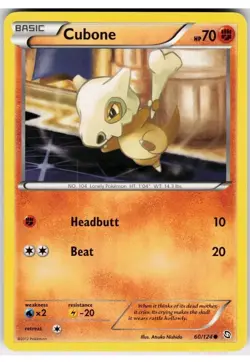 Pokemon TCG Cubone 60/124 Dragons Exalted Common Regular - Image 1