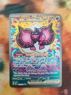 Pokemon TCG Holo Ultra Rare Full Art Pecharunt Prismatic Evolutions #163 & Pack - Image 2